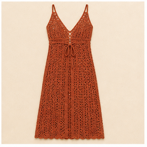 Vestido Crochê Terracota — imagem conceitual para demonstração